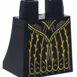 36036pb045 - Lower Body, Skirt with Gold Lines and Vines, Silver Lines and Dots Pattern