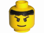3626pb0221 - Minifigure, Head Male Pupils, Black Hair, Eyebrows and Wide Smile Pattern (Jayko)