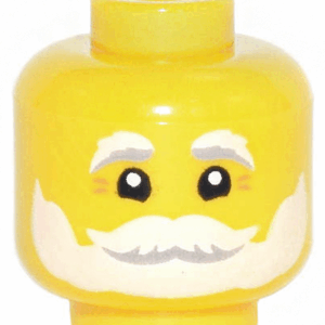 3626pb2914 - Minifigure, Head White and Light Bluish Gray Bushy Eyebrows, Beard, and Moustache, Laugh Lines Pattern