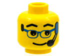 3626px24 - Minifigure, Head Glasses with Blue Glasses and Headset Pattern