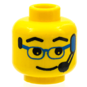 3626px24 - Minifigure, Head Glasses with Blue Glasses and Headset Pattern