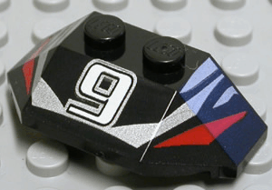 47759px1 - Wedge 2 x 4 Triple with White Number 9 and Red and Silver Pattern