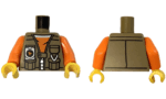 973pb5686c01 - Torso Vest with Pockets, Silver Zipper and GPS with Compass over Orange Shirt with White Collar Pattern / Orange Arms / Yellow Hands