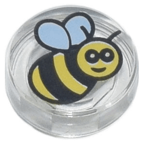 98138pb186 - Tile, Round 1 x 1 with Black and Yellow Bee Pattern