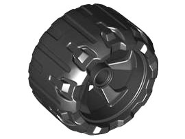 2148 - Wheel Hard Plastic, Treaded 37mm D. x 22mm with 5 Spokes