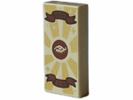 3069pb1240 - Tile 1 x 2 with Gold Sun Rays, Reddish Brown Circle with Eye and Banners with Dark Brown Text Pattern (Dungeons & Dragons Spell Scroll of Invisiblity)