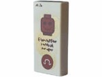 3069pb1243 - Tile 1 x 2 with Reddish Brown Minifigure Head Skeleton and Circle with Omega Sign, Gold Swirl with Stars and Dark Brown Text Pattern (Dungeons & Dragons Spell Scroll of Speak with Dead)
