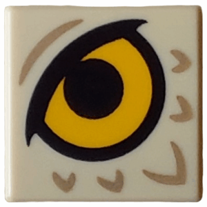 3070pb357 - Tile 1 x 1 with Bright Light Orange Eye, Black Pupil and Eyelid, Dark Tan Feathers Pattern (Dungeons & Dragons Owlbear)