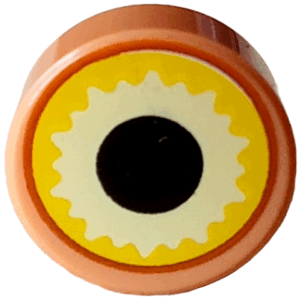 98138pb406 - Tile, Round 1 x 1 with Yellow and Bright Light Yellow Eye with Dark Orange Edge and Black Pupil Pattern (Dungeons & Dragons Beholder)