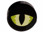 98138pb407 - Tile, Round 1 x 1 with Yellowish Green and Lime Eye Partly Closed with Slit Pupil Pattern (Dungeons & Dragons Displacer Beast)