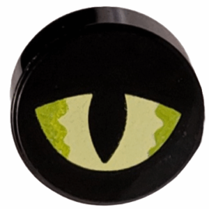 98138pb407 - Tile, Round 1 x 1 with Yellowish Green and Lime Eye Partly Closed with Slit Pupil Pattern (Dungeons & Dragons Displacer Beast)
