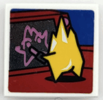 11203pb095 - Tile, Modified 2 x 2 Inverted with Yellow Kryptomite Drawing with Lipstick Pattern (Sticker) – Set 41236