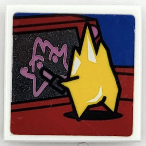 11203pb095 - Tile, Modified 2 x 2 Inverted with Yellow Kryptomite Drawing with Lipstick Pattern (Sticker) – Set 41236