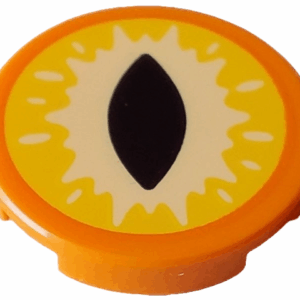 14769pb678 - Tile, Round 2 x 2 with Bottom Stud Holder with Yellow and Bright Light Yellow Eye with Black Slit Pupil Pattern (Dungeons & Dragons Beholder)