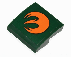 15068pb018L - Slope, Curved 2 x 2 x 2/3 with Orange Rebels Insignia Pattern Model Left Side (Sticker) - Set 75090