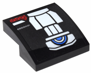 15068pb059R - Slope, Curved 2 x 2 x 2/3 with Silver Belt Pattern Model Right Side (Sticker) - Set 76051