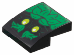 15068pb551 - Slope, Curved 2 x 2 x 2/3 with Smiling Tree Face with Lime Eyes, Green Leaves Eyebrows, Moustache and Beard Pattern