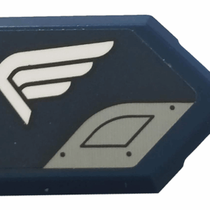 22385pb178L - Tile, Modified 2 x 3 Pentagonal with White Wing and Light Bluish Gray Plate Pattern Model Left Side (Sticker) - Set 76123