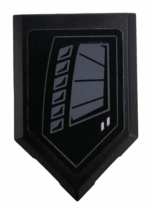 22385pb194L - Tile, Modified 2 x 3 Pentagonal with Dark Bluish Gray Vents Pattern Model Left Side (Sticker) - Set 76100