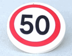 30261pb017 - Road Sign 2 x 2 Round with Clip with Black '50' in Red Circle Pattern (Sticker) - Set 8401