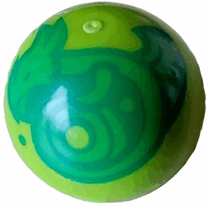 32474pb028 - Technic Ball Joint with Curled Bright Green Dragon Pattern (Dungeons & Dragons Orb of Dragonkind)