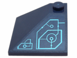 3675pb02L - Slope 33 3 x 3 Double Convex with Medium Azure Schematic Circles and Lines Pattern Model Left Side (Sticker) - Set 71200