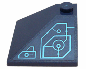 3675pb02L - Slope 33 3 x 3 Double Convex with Medium Azure Schematic Circles and Lines Pattern Model Left Side (Sticker) - Set 71200