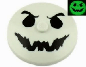 3960pb026 - Dish 4 x 4 Inverted (Radar) with Solid Stud with Black Ghost Face Pattern
