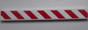 4162pb097R - Tile 1 x 8 with Red and White Danger Stripes Pattern Model Right Side (Sticker) - Set 60017