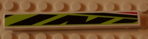4162pb123L - Tile 1 x 8 with Short Black and Red Lines on Lime Background Pattern Model Left Side (Sticker) - Set 8897