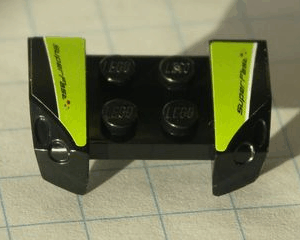 44674pb08 - Vehicle, Mudguard 2 x 4 with Headlights Overhang with 'SuperFast' on Lime, White, and Black Pattern on Both Sides (Stickers) - Set 8119