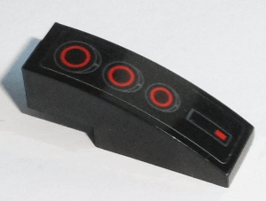 50950pb111 - Slope, Curved 3 x 1 with Red Circle Back Lights on Black Background Pattern (Sticker) - Set 75168