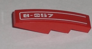 61678pb005L - Slope, Curved 4 x 1 with White Pinstripe and '8-057' Pattern Model Left (Sticker) - Set 8057