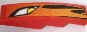 61678pb011R - Slope, Curved 4 x 1 with Headlight and Flames Pattern, Model Right (Sticker) - Set 8898