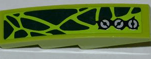 61678pb052L - Slope, Curved 4 x 1 with Dark Green Scales and 3 Screws Pattern Model Left (Sticker) - Set 9447