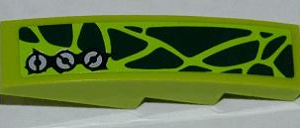 61678pb052R - Slope, Curved 4 x 1 with Dark Green Scales and 3 Screws Pattern Model Right (Sticker) - Set 9447