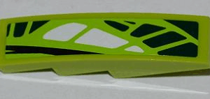 61678pb054L - Slope, Curved 4 x 1 with 9 Green Scales and 3 White Scales Pattern Model Left (Sticker) - Set 9447