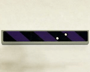 6636pb097 - Tile 1 x 6 with Black and Dark Purple Danger Stripes and 2 Bullet Holes Pattern (Sticker) - Set 6864