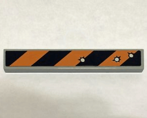 6636pb098 - Tile 1 x 6 with Black and Orange Danger Stripes and 3 Bullet Holes Pattern (Sticker) - Set 6864