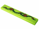6636pb242 - Tile 1 x 6 with Dark Blue Vine with Thorns and Red Roses Pattern (Sticker) - Set 41232
