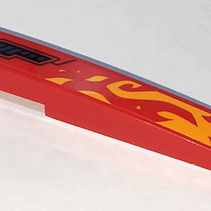 85970pb032L - Slope, Curved 10 x 1 with Bright Light Orange Flames, Triangle, Lines and Air Vent Pattern Model Left Side (Sticker) - Set 70675