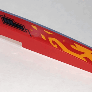 85970pb032R - Slope, Curved 10 x 1 with Bright Light Orange Flames, Triangle, Lines and Air Vent Pattern Model Right Side (Sticker) - Set 70675