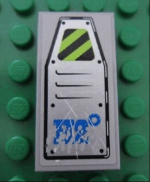 87079pb0041 - Tile 2 x 4 with Vent Panel Scratched with Danger Stripes and Blue 'H2' degrees Pattern (Sticker) - Set 8189