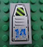 87079pb0042 - Tile 2 x 4 with Vent Panel Scratched with Danger Stripes and Blue '14' Pattern (Sticker) - Set 8189