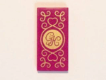 87079pb0308 - Tile 2 x 4 with Gold 'GH', Hearts and Swirls on Transparent Background Pattern (Sticker) - Set 41101