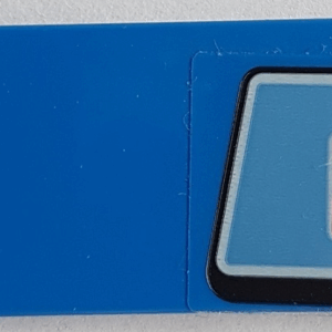 87079pb0634 - Tile 2 x 4 with Slanted Red Letter N in White Rounded Rectangle on Medium Blue Background Pattern (Sticker) - Set 76082