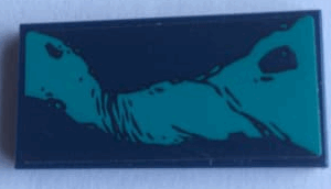 87079pb0840L - Tile 2 x 4 with Dark Turquoise Splotches Pattern Model Left Side (Sticker) - Set 76101