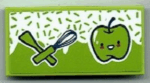 87079pb1067 - Tile 2 x 4 with Spatula, Whisk and Apple Pattern (Sticker) - Set 41393