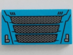 87079pb1090 - Tile 2 x 4 with Car Front Grille with Black and Silver Pattern