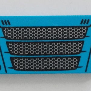 87079pb1090 - Tile 2 x 4 with Car Front Grille with Black and Silver Pattern